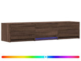 TV Cabinet with LED Brown Oak 140 x 34 x 40 cm Engineered Wood 3418707