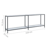Console Table White 220x35x75.5 cm Tempered Glass 331712