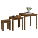 Nesting Tables 3 pcs Honey Brown Solid Wood Pine 824976