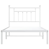 Bed Frame White Powder-Coated Steel Single Bed Frame 353580