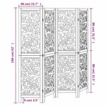 Room Divider 4 Panels White Solid Wood Paulownia 358737
