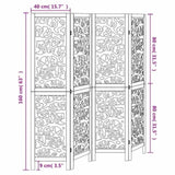 Room Divider 4 Panels White Solid Wood Paulownia 358737