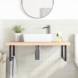Basin Shelf Wall Mounted Steel and Solid Wood Beech 3302521