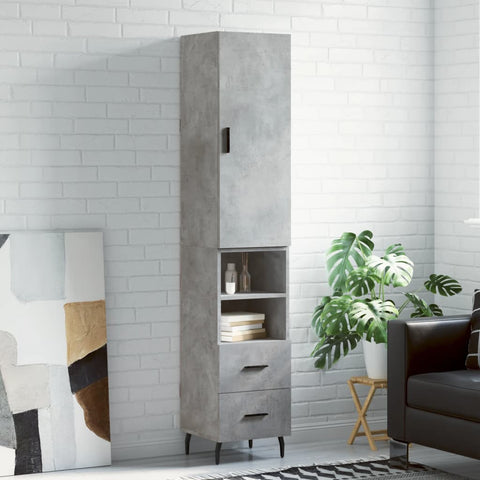 Highboard Concrete Grey 34.5x34x180 cm Engineered Wood 3198933