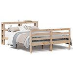 ZNTS Bed Frame without Mattress 135x190 cm Double Solid Wood Pine 3305816