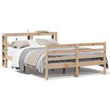 ZNTS Bed Frame without Mattress 135x190 cm Double Solid Wood Pine 3305816