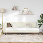Corner Bed Frame with Headboard Cream 80 x 200 cm Velvet 42016335
