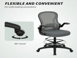 Draughtsman Chair with Flip-up Armrests, Mesh Standing Desk Chair with Lumbar Support and Adjustable T3398P377457