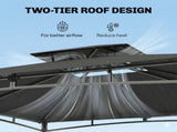 3 x 3 m Gazebo, Garden Gazebo with 2-Tier Roof, Metal Frame, Dark Grey T3398P554339