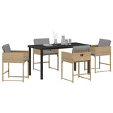 Garden Dining Set with Cushion 5 pcs Beige Poly Rattan 3380029