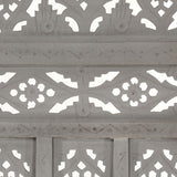 Hand carved 3-Panel Room Divider Grey 120x165 cm Solid Mango Wood 285321