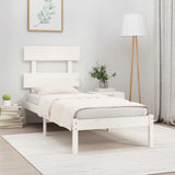 Bed Frame without Mattress White 90x190 cm Single Solid Wood 3104639