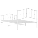 ZNTS Metal Bed Frame without Mattress with Footboard White 107x203cm 373852