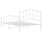 ZNTS Metal Bed Frame without Mattress with Footboard White 107x203cm 373852