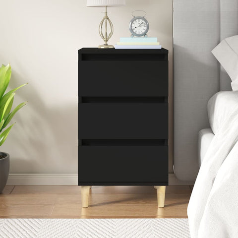 ZNTS Bedside Cabinet Black 40x35x70 cm Engineered Wood 819661