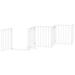 Dog Gate with Door Foldable 12 Panels White 600 cm Poplar Wood 3155536