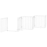 Dog Gate with Door Foldable 12 Panels White 600 cm Poplar Wood 3155536