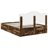 Bed Frame with Drawer Smoked Oak 140 x 190 cm Engineer Wood 3413419