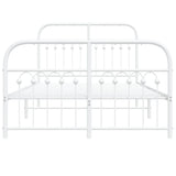 Metal Bed Frame without Mattress with Footboard White 120x200cm 376665