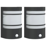 ZNTS Outdoor Wall Lights with Sensors 2pcs Black Stainless Steel 4006301