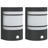 ZNTS Outdoor Wall Lights with Sensors 2pcs Black Stainless Steel 4006301