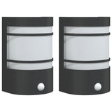 Outdoor Wall Lights with Sensors 2pcs Black Stainless Steel 4006301