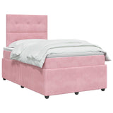 LED Box Spring Bed with Mattress Pink 120 x 200 cm Velvet 3456052