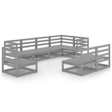 8 Piece Garden Lounge Set Grey Solid Pinewood 3075626