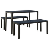 Garden Dining Set Black Steel, Wood Plastic Composites Medium 317139