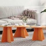 Coffee Table 3 pcs Wax Brown 873540