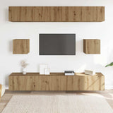6 Piece TV Cabinet Set Wall-mounted Artisan Oak Engineered Wood 3328992