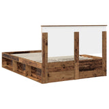 Bed Frame with Headboard Old Wood 135 x 190 cm Solid Pine Wood 3411026