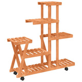 Flower Stand with Wheels 95x25x101 cm Solid Wood Fir 362882