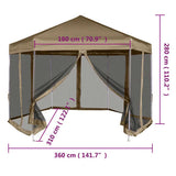 Hexagonal Pop-Up Marquee with Sidewalls 3.6x3.1 m Taupe 220g/m 362013