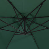 Hanging Garden Parasol with LED Lighting 300 cm Green Metal Pole 42969