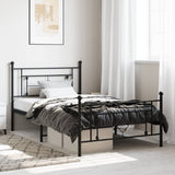 Metal Bed Frame without Mattress with Footboard Black 107x203cm 374353