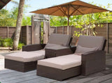 2-Seater Rattan Sofa Lounger Set-Brown T3398P320074