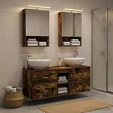 Bathroom Furniture Set 5 pcs Smoked Oak 50 x 14.5 x 70 cm 3406963