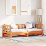 Pull-out Day Bed Wax Brown 203.5 x 164 x 66 cm Solid Pine Wood 867844