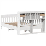 ZNTS Bed Frame without Mattress White 140x200 cm Solid Wood Pine 3323261