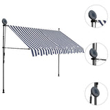 Manual Retractable Awning with LED 300 cm Blue and White 145845