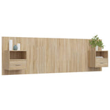 Bed Headboard with Cabinets Sonoma Oak Engineered Wood 3115718