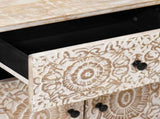 Bed cabinet with Drawer White 50 x 33 x 60 cm Solid Mango Wood 4018379