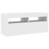 804382 TV Cabinet with LED Lights White 90x35x40 cm