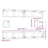 6 Piece TV Cabinet Set White Engineered Wood 3114366