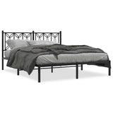 Metal Bed Frame without Mattress with Headboard Black 160x200cm 376131
