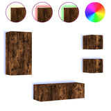 4 Piece TV Wall Cabinets with LED Lights Smoked Oak 3216885
