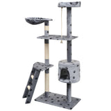 Cat Tree with Sisal Scratching Posts 150 cm Paw Prints Grey 170486
