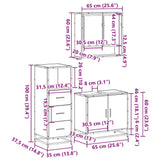 3 Piece Bathroom Furniture Set Grey Sonoma Engineered Wood 3301038