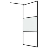 Walk-in Shower Wall 115x195 cm Half Frosted ESG Glass Black 151875